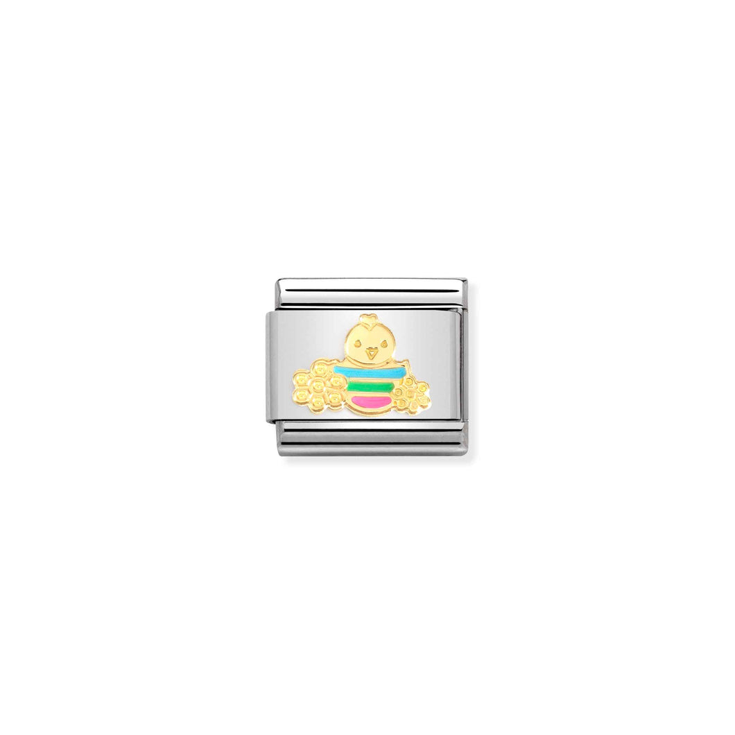 COMPOSABLE CLASSIC LINK 030272/75 EASTER CHICK WITH FLOWER IN GOLD