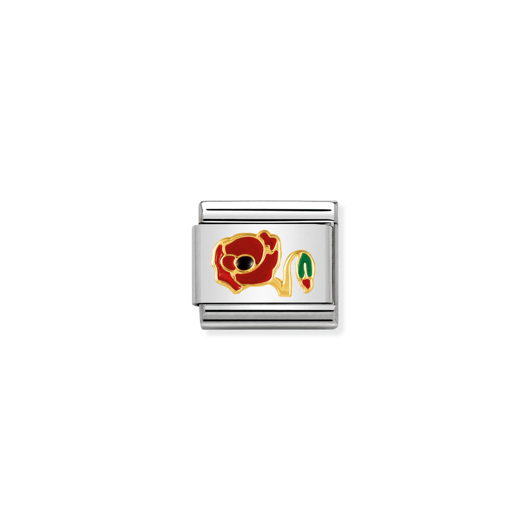 COMPOSABLE CLASSIC LINK 030278/11 POPPY 18K GOLD AND ENAMEL