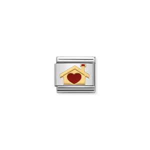 COMPOSABLE CLASSIC LINK 030283/07 HOME WITH HEART 18K GOLD AND ENAMEL