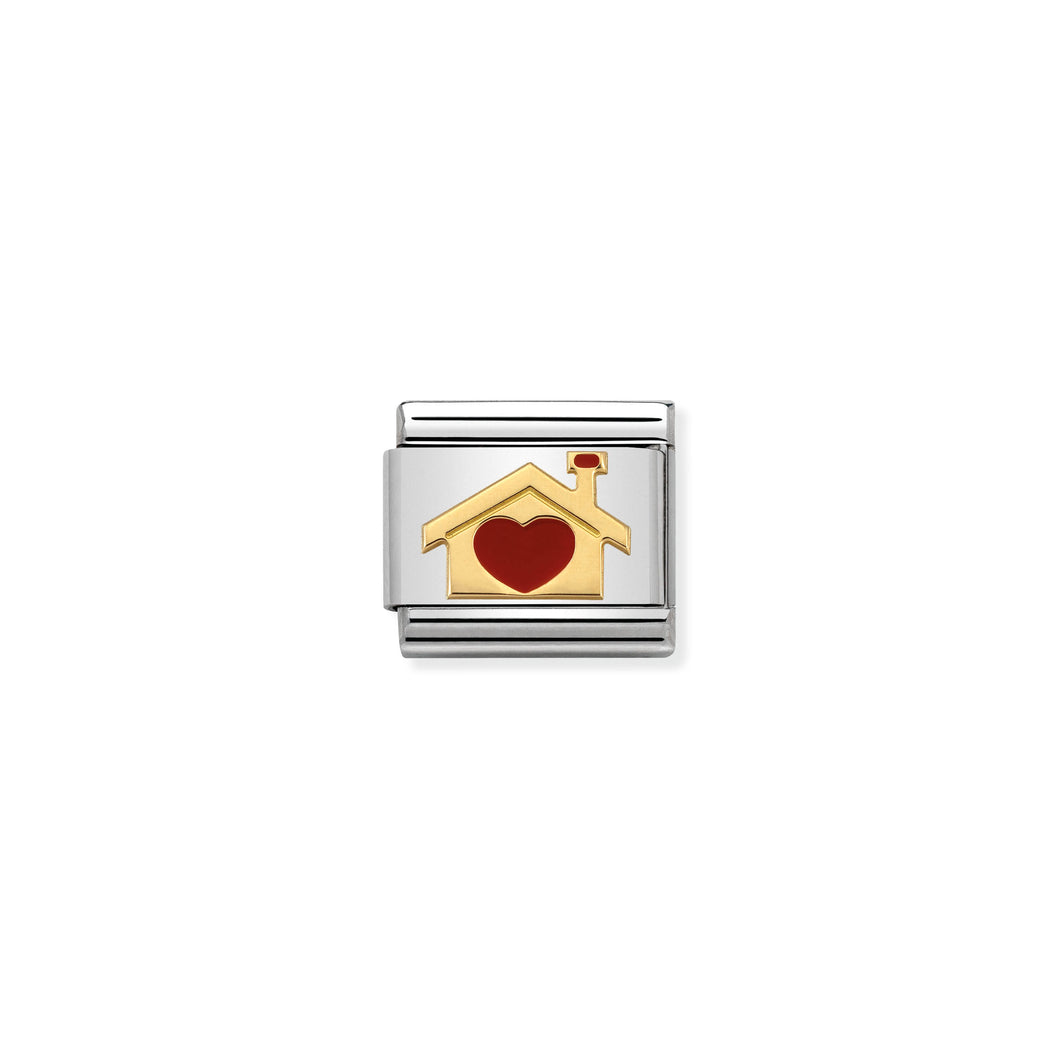 COMPOSABLE CLASSIC LINK 030283/07 HOME WITH HEART 18K GOLD AND ENAMEL