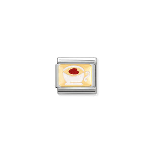 COMPOSABLE CLASSIC LINK 030284/02 CUP WITH HEART 18K GOLD AND ENAMEL