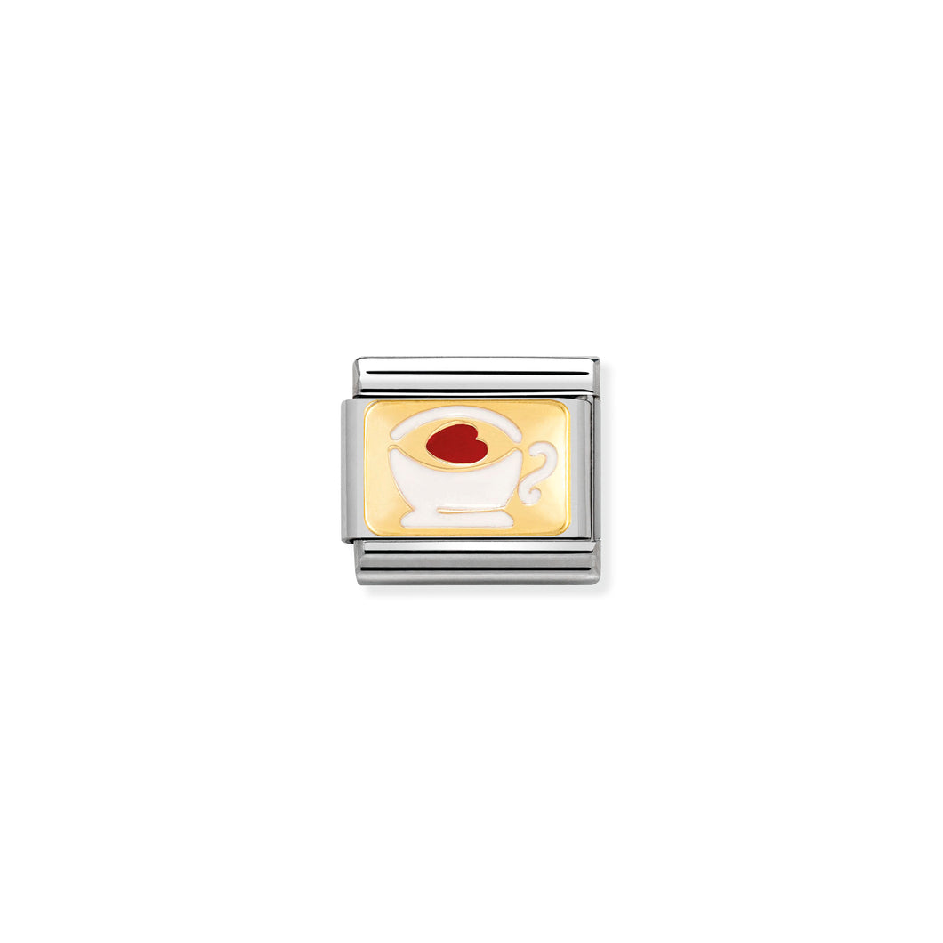COMPOSABLE CLASSIC LINK 030284/02 CUP WITH HEART 18K GOLD AND ENAMEL
