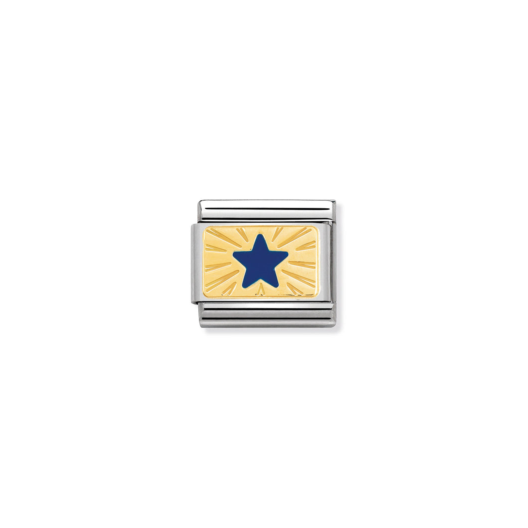 COMPOSABLE CLASSIC LINK 030284/41 BLUE STAR 18K GOLD AND ENAMEL