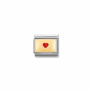 COMPOSABLE CLASSIC LINK 030284/50 SMALL HEART IN GOLD & RED ENAMEL