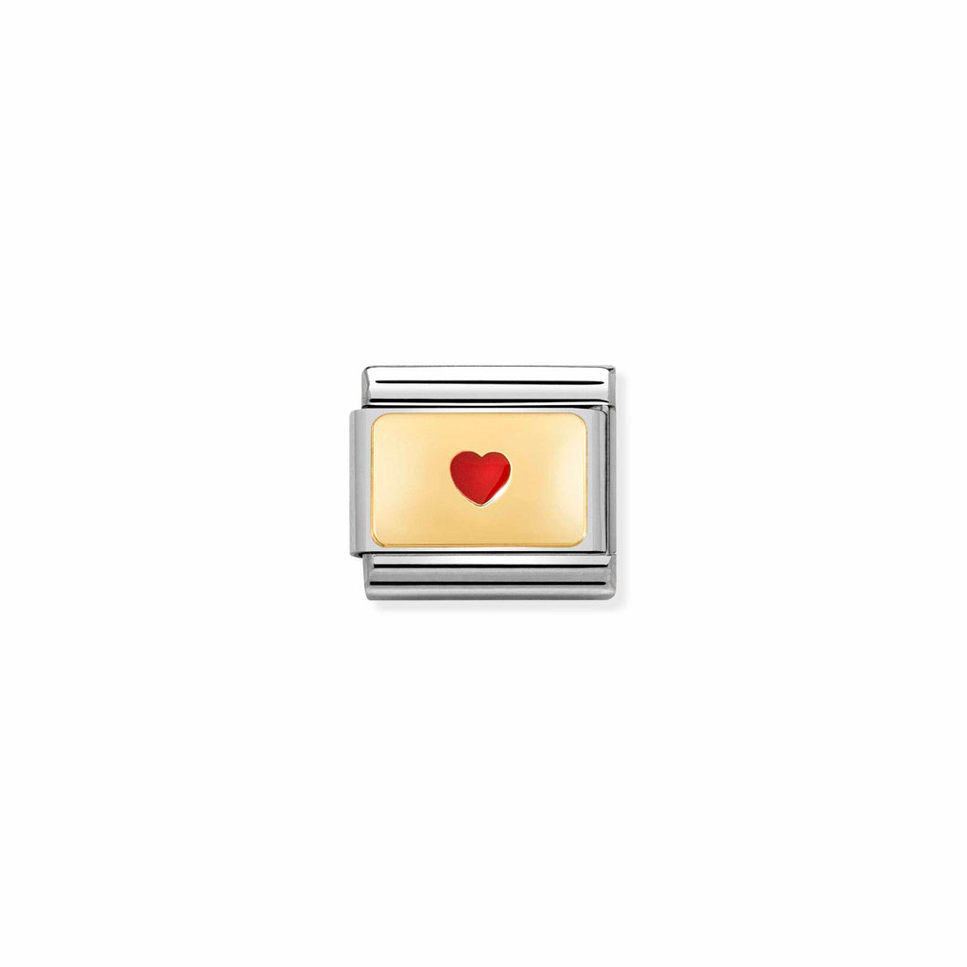COMPOSABLE CLASSIC LINK 030284/50 SMALL HEART IN GOLD & RED ENAMEL