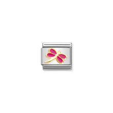 Load image into Gallery viewer, COMPOSABLE CLASSIC LINK 030285/57 FUCHSIA DRAGONFLY IN GOLD
