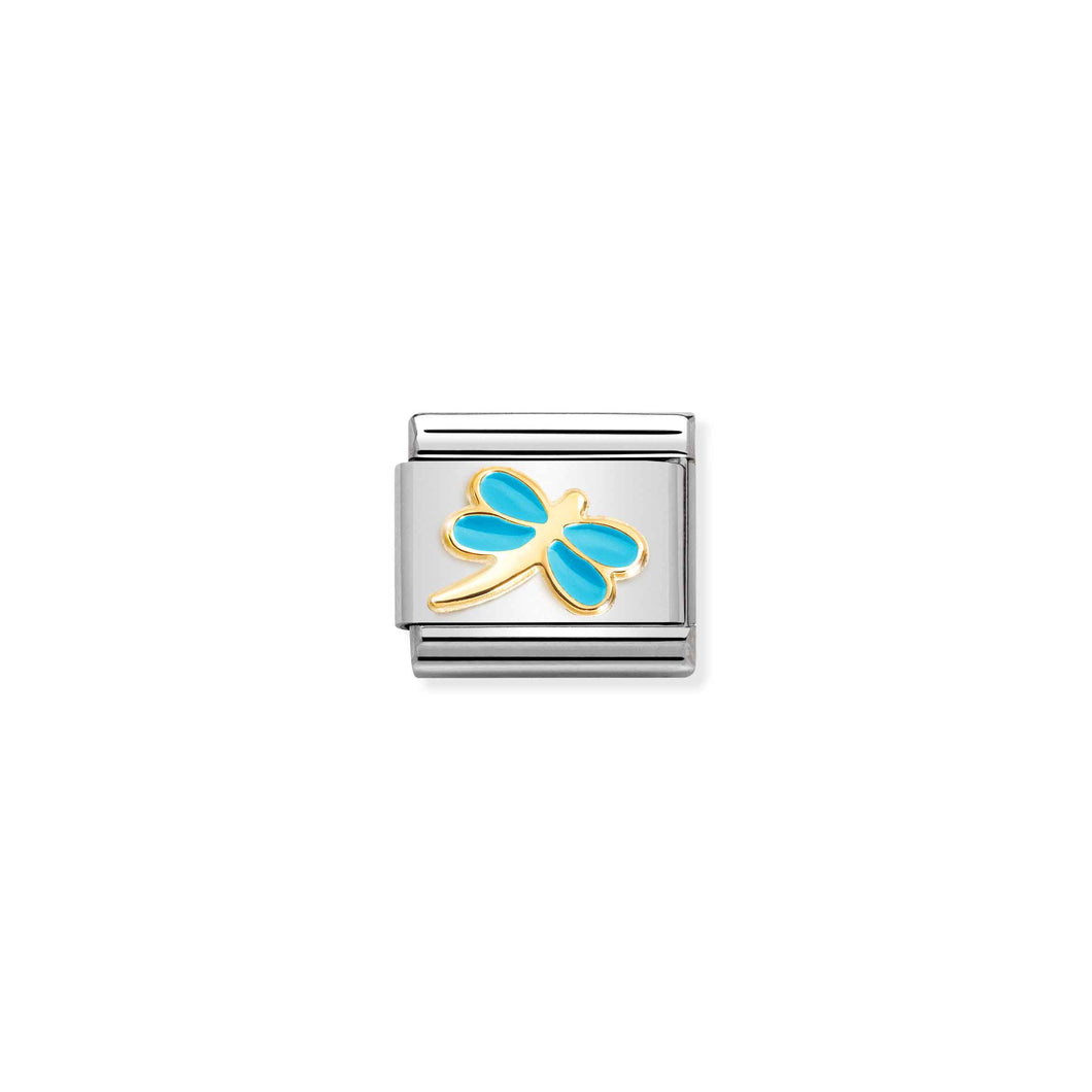 COMPOSABLE CLASSIC LINK 030285/58 TURQUOISE DRAGONFLY IN GOLD