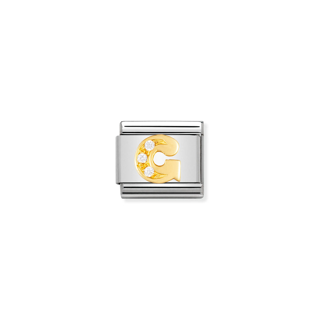 COMPOSABLE CLASSIC LINK 030301/07 LETTER G IN 18K GOLD AND CZ