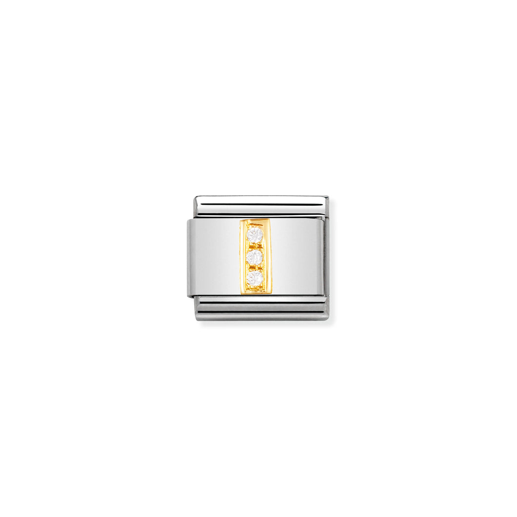 COMPOSABLE CLASSIC LINK 030301/09 LETTER I IN 18K GOLD AND CZ