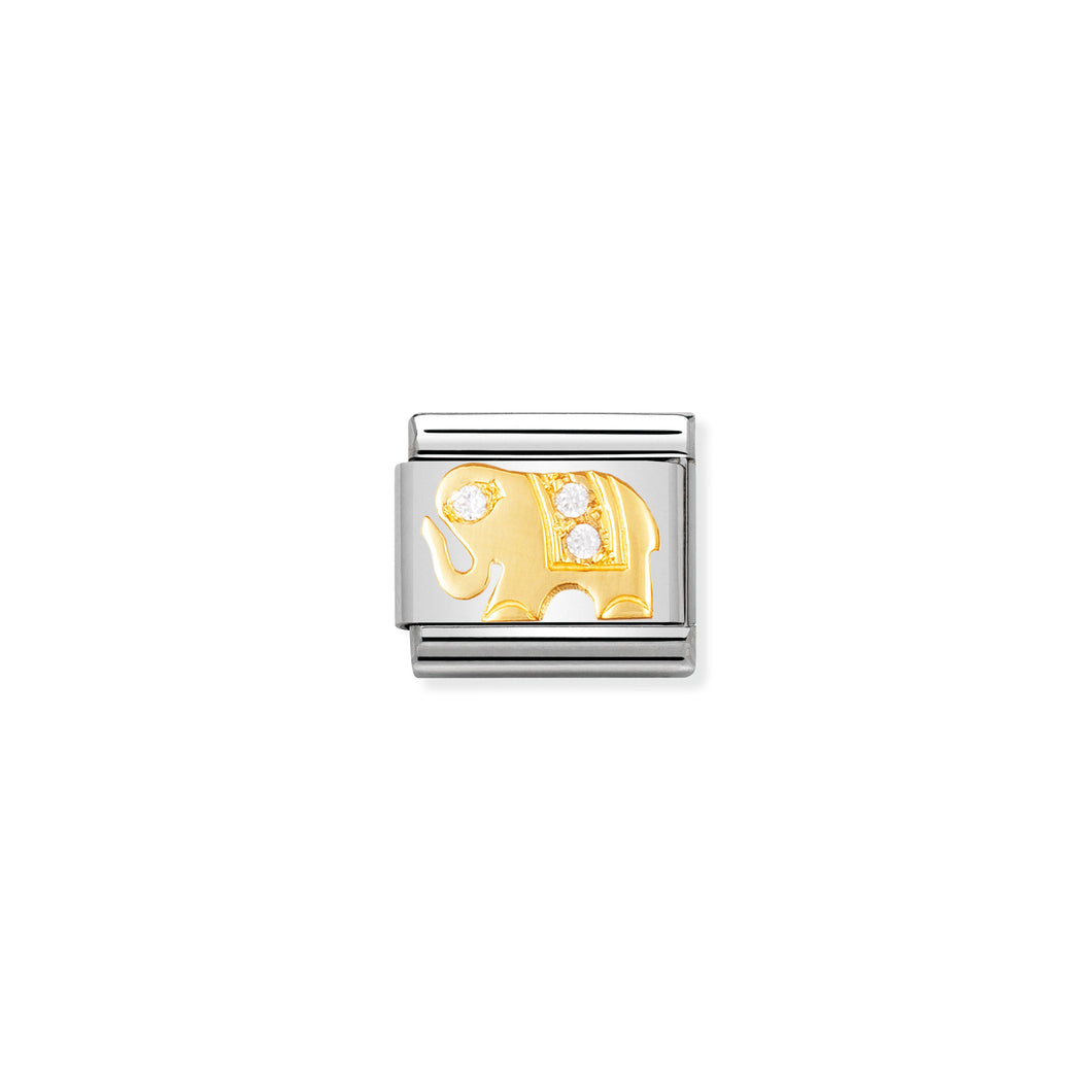 COMPOSABLE CLASSIC LINK 030304/21 WHITE ELEPHANT IN 18K GOLD AND CZ