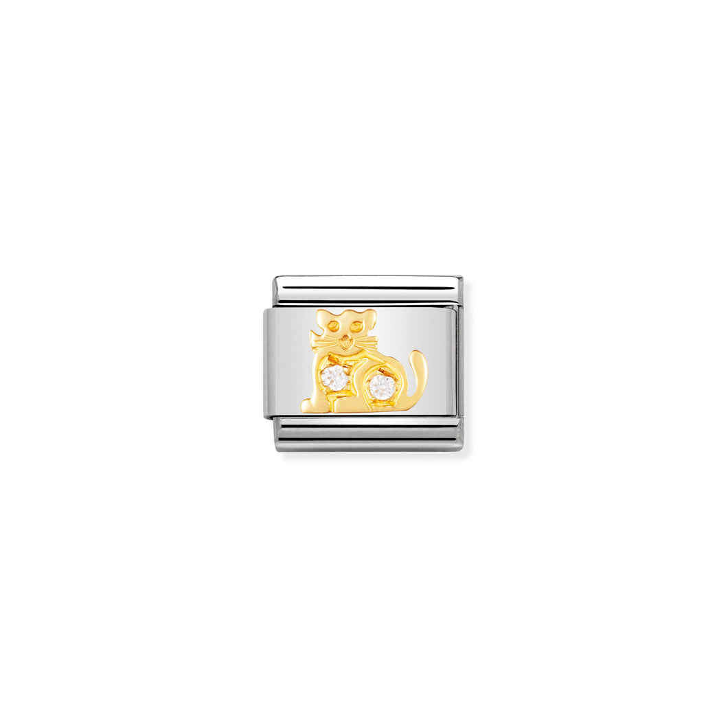 COMPOSABLE CLASSIC LINK 030304/41 WHITE CAT IN 18K GOLD AND CZ