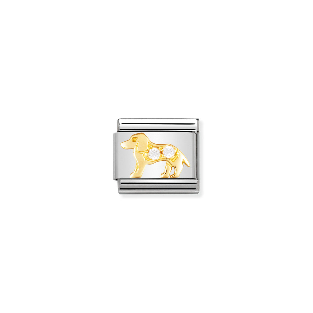 COMPOSABLE CLASSIC LINK 030305/21 WHITE DOG IN 18K GOLD AND CZ