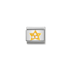 COMPOSABLE CLASSIC LINK 030308/01 WHITE STAR IN 18K GOLD AND CZ