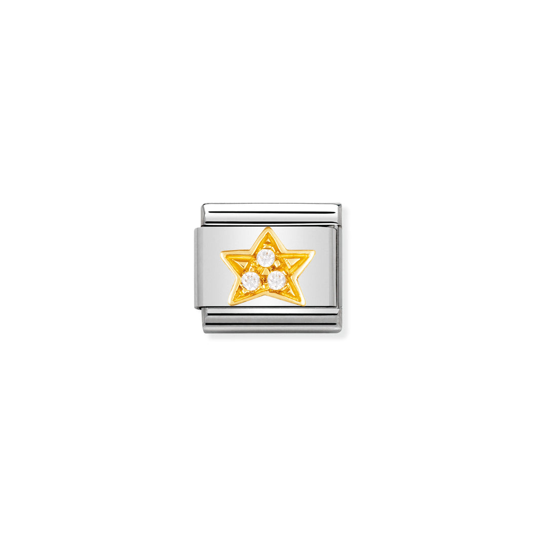 COMPOSABLE CLASSIC LINK 030308/01 WHITE STAR IN 18K GOLD AND CZ