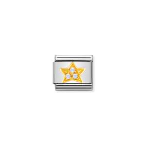 COMPOSABLE CLASSIC LINK 030308/05 LIGHT BLUE STAR IN 18K GOLD AND CZ