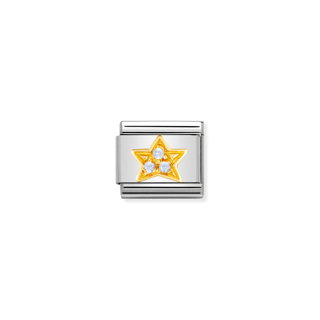 COMPOSABLE CLASSIC LINK 030308/05 LIGHT BLUE STAR IN 18K GOLD AND CZ