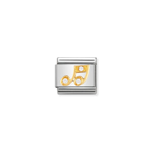 COMPOSABLE CLASSIC LINK 030308/18 WHITE MUSICAL NOTE IN 18K GOLD AND CZ