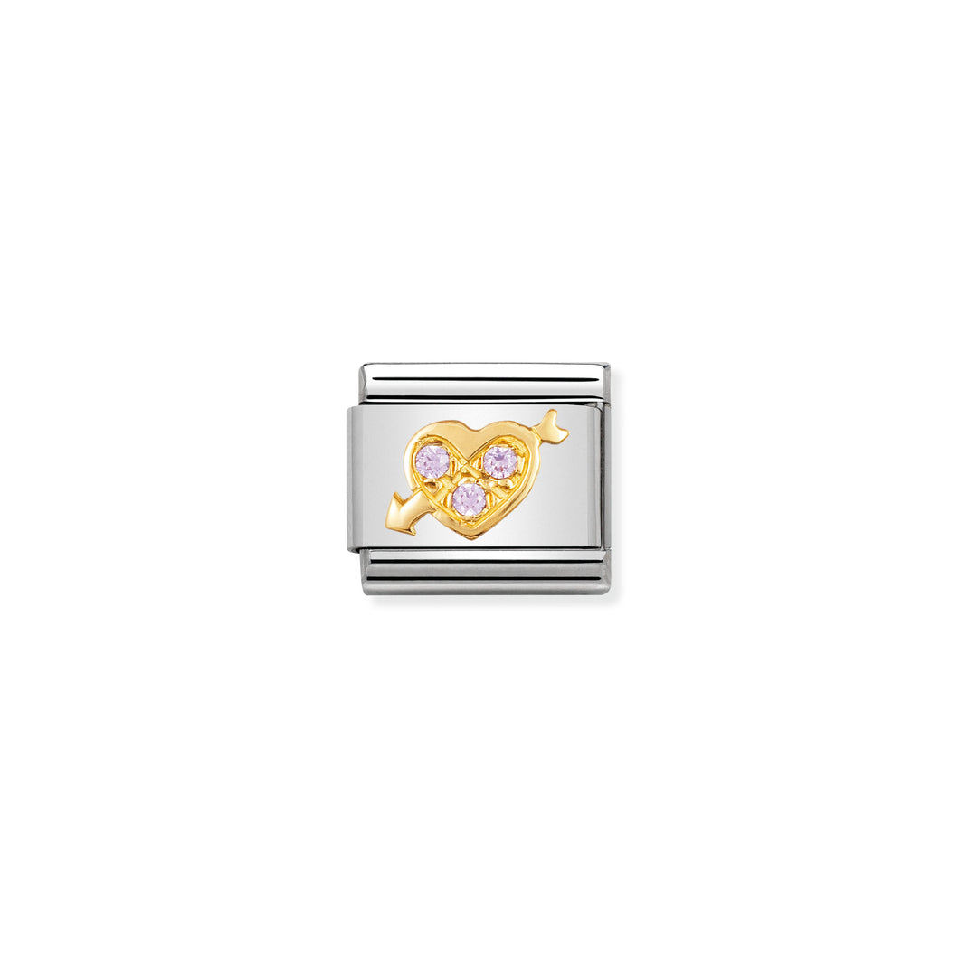 COMPOSABLE CLASSIC LINK 030311/06 PINK HEART WITH ARROW WITH CZ IN 18K GOLD