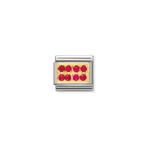 COMPOSABLE CLASSIC LINK 030314/02 RED PAVÉ WITH CZ IN 18K GOLD
