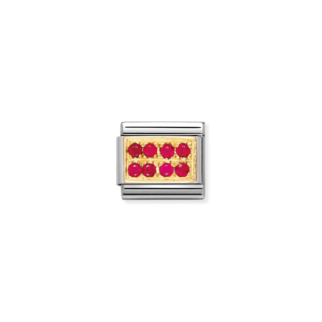 COMPOSABLE CLASSIC LINK 030314/02 RED PAVÉ WITH CZ IN 18K GOLD