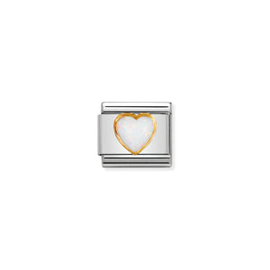 COMPOSABLE CLASSIC LINK 030501/07 HEART WITH WHITE OPAL IN 18K GOLD