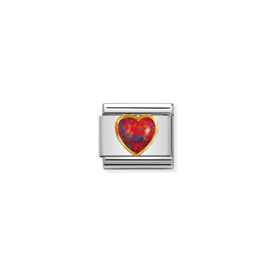 COMPOSABLE CLASSIC LINK 030501/08 HEART WITH RED OPAL IN 18K GOLD