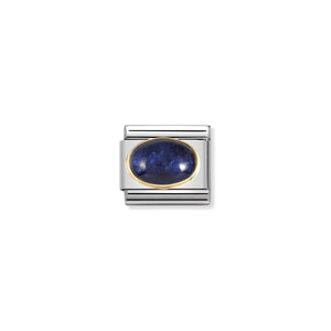 COMPOSABLE CLASSIC LINK 030516/04 AGATE DRUSY MIDNIGHT BLUE OVAL IN 18K GOLD