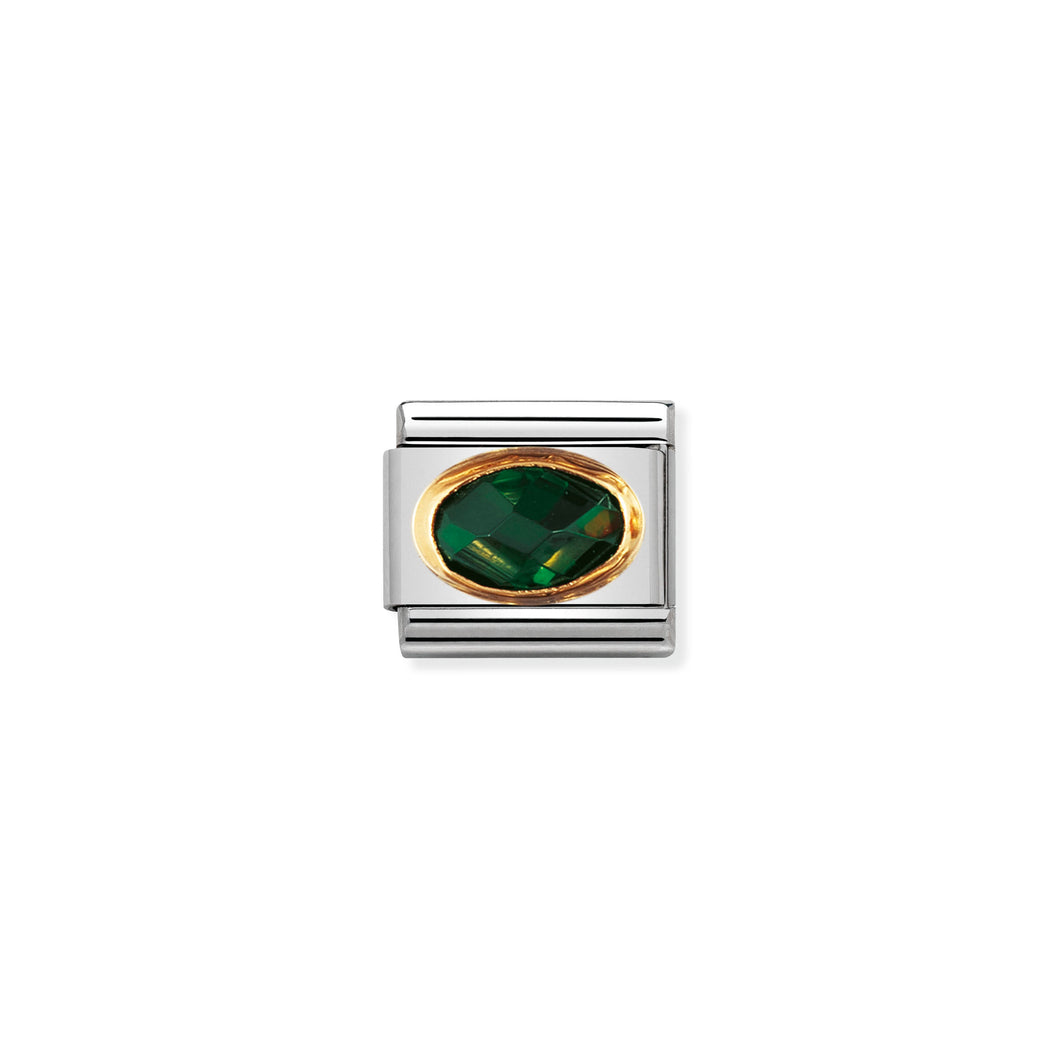 COMPOSABLE CLASSIC LINK 030601/027 EMERALD GREEN FACETED CZ IN 18K GOLD