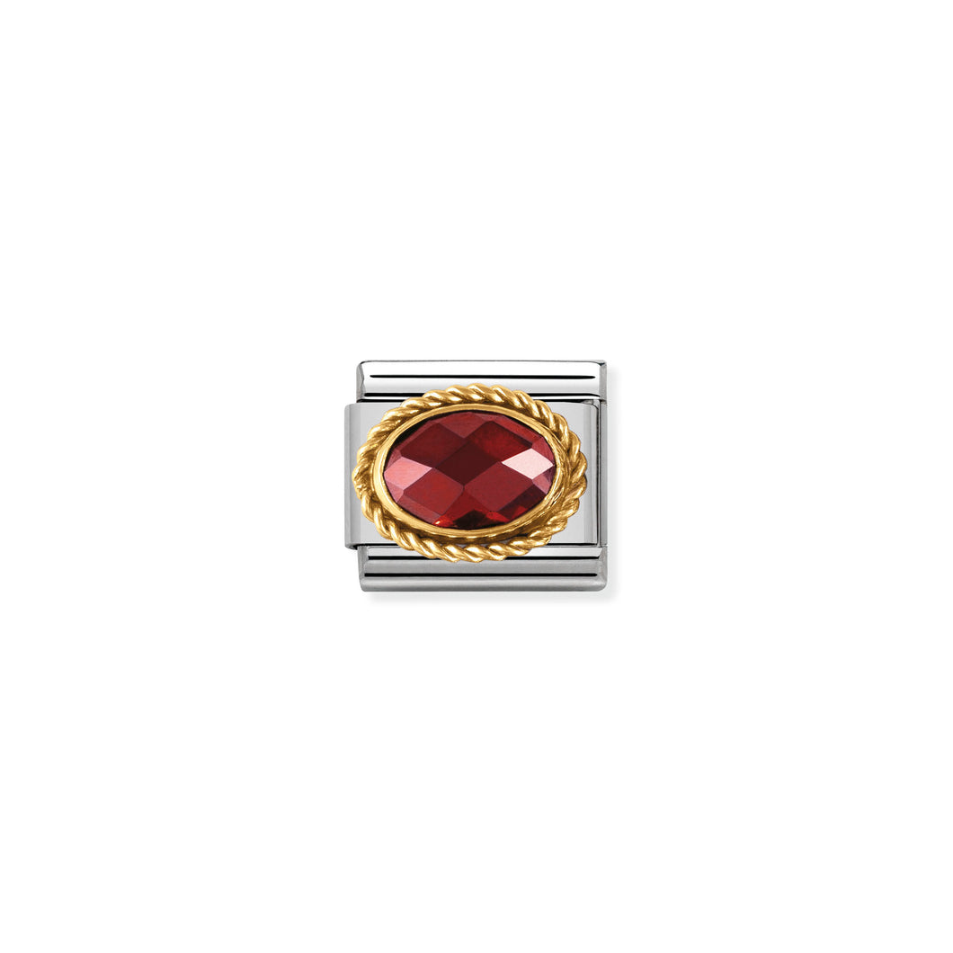 COMPOSABLE CLASSIC LINK 030602/005 RED FACETED CZ WITH TWIST IN 18K GOLD