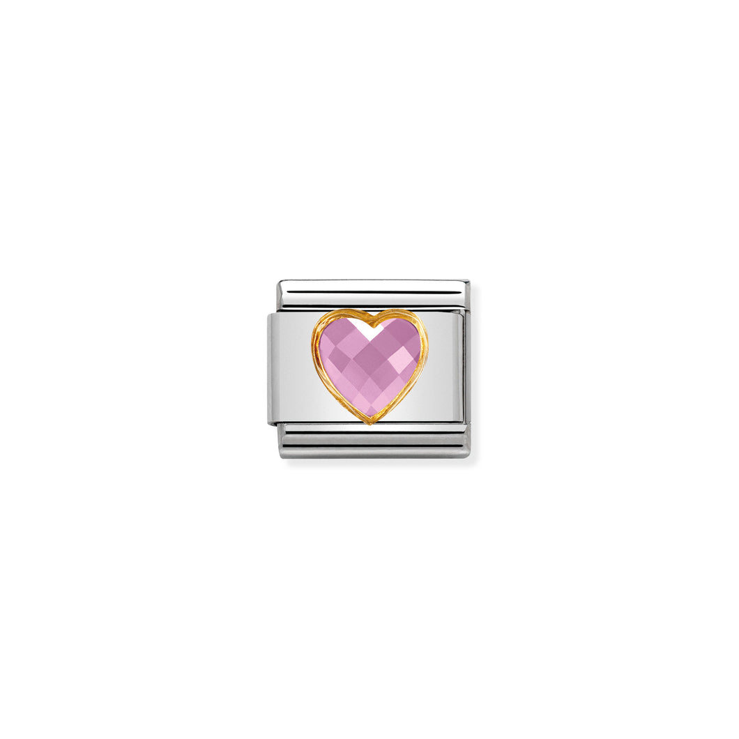 COMPOSABLE CLASSIC LINK 030610/003 PINK FACETED HEART CZ IN 18K GOLD