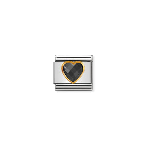 COMPOSABLE CLASSIC LINK 030610/011 BLACK FACETED HEART CZ IN 18K GOLD
