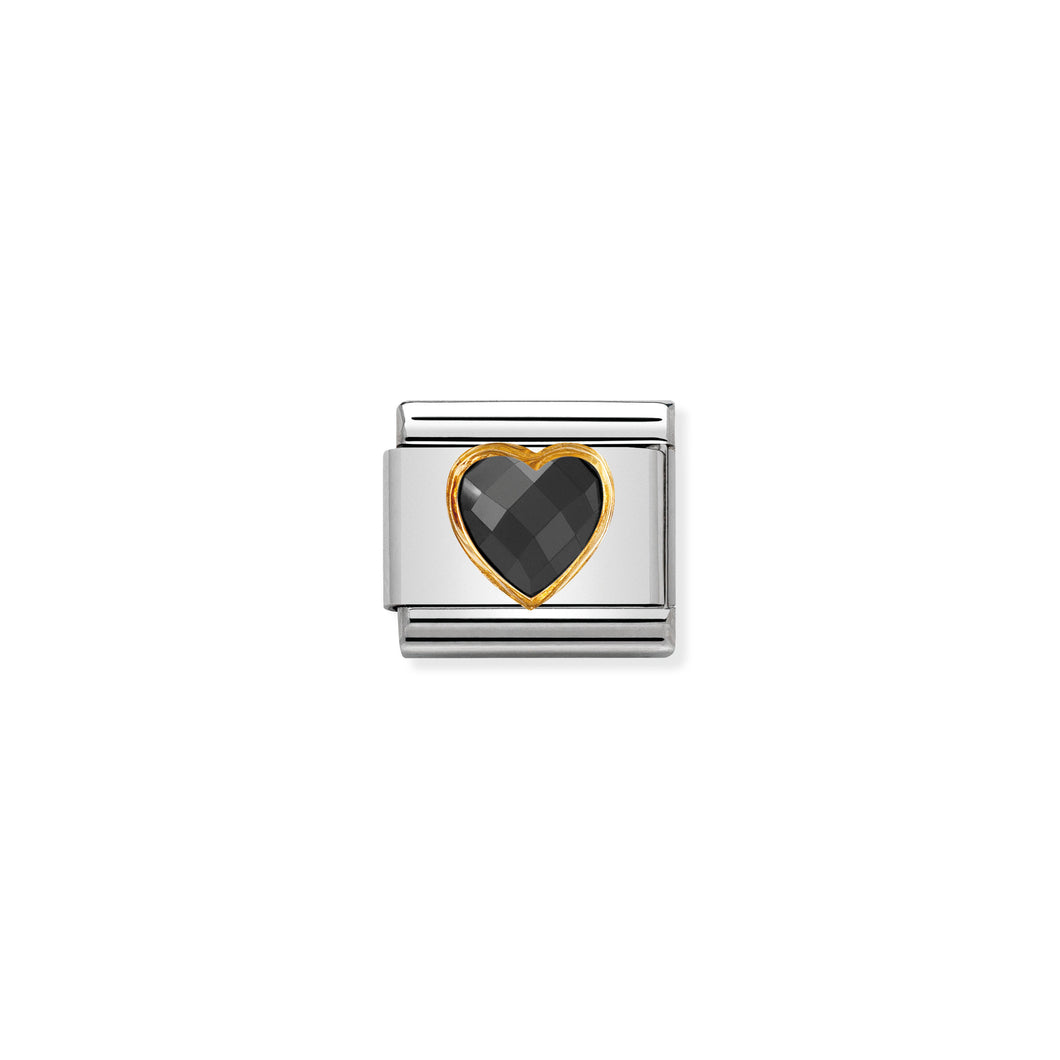 COMPOSABLE CLASSIC LINK 030610/011 BLACK FACETED HEART CZ IN 18K GOLD