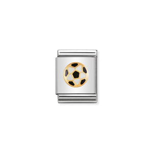 COMPOSABLE <STRONG>BIG LINK</STRONG> 032203/17 BLACK AND WHITE BALL IN 18K GOLD AND ENAMEL