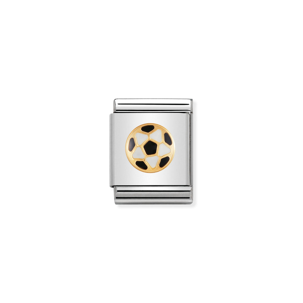 COMPOSABLE <STRONG>BIG LINK</STRONG> 032203/17 BLACK AND WHITE BALL IN 18K GOLD AND ENAMEL