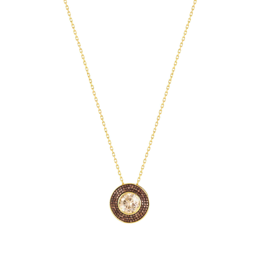 AUREA NECKLACE 145711/024 GOLD CHAMPAGNE / COFFEE CZ