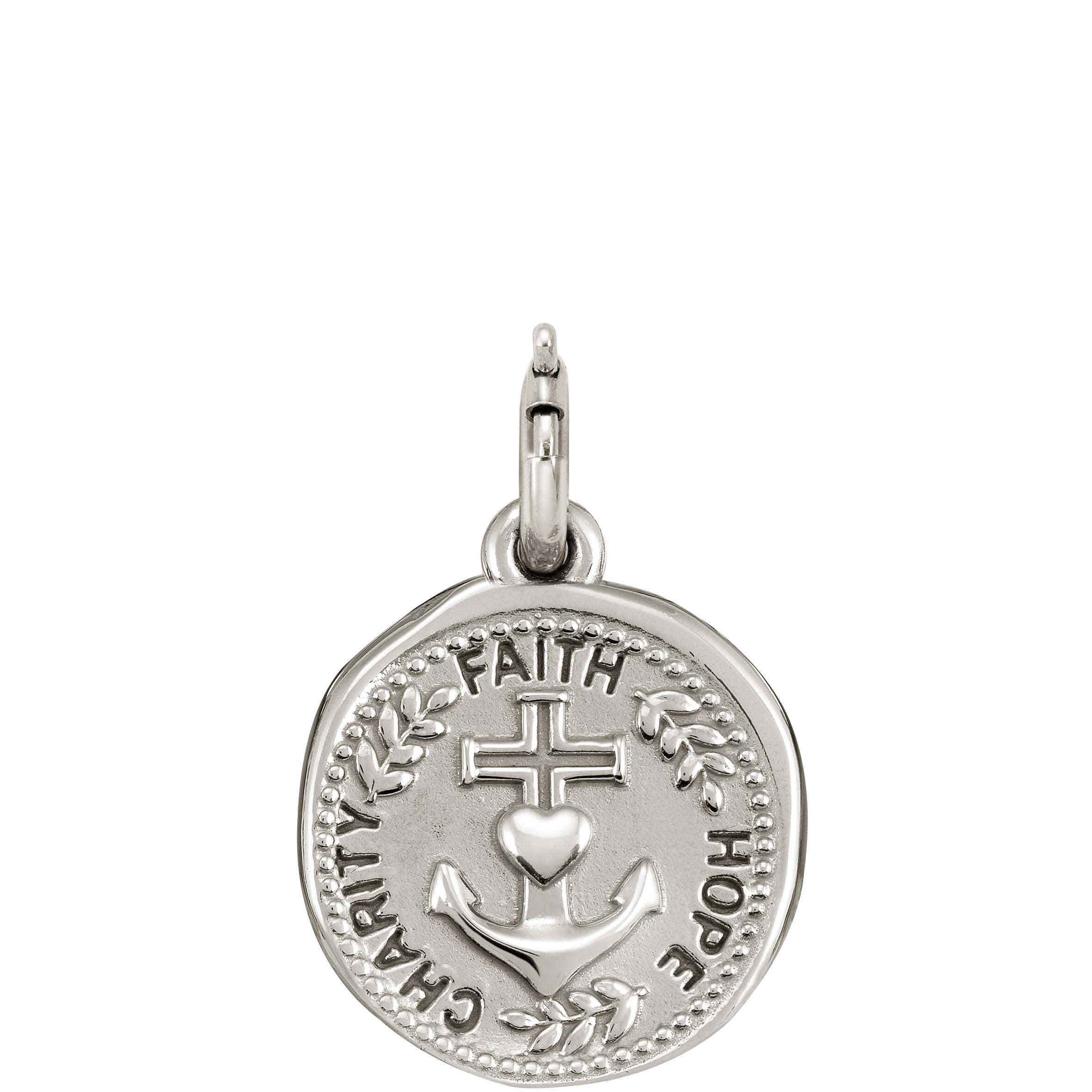 Silver faith hope watch with charms Vintage Sterling Silver Faith Hope & Charity Charm Pendant  main image 2