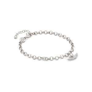 SWEETROCK ROMANCE BRACELET 148020/068 SILVER CHAIN, SILVER WINGED HEART & CZ
