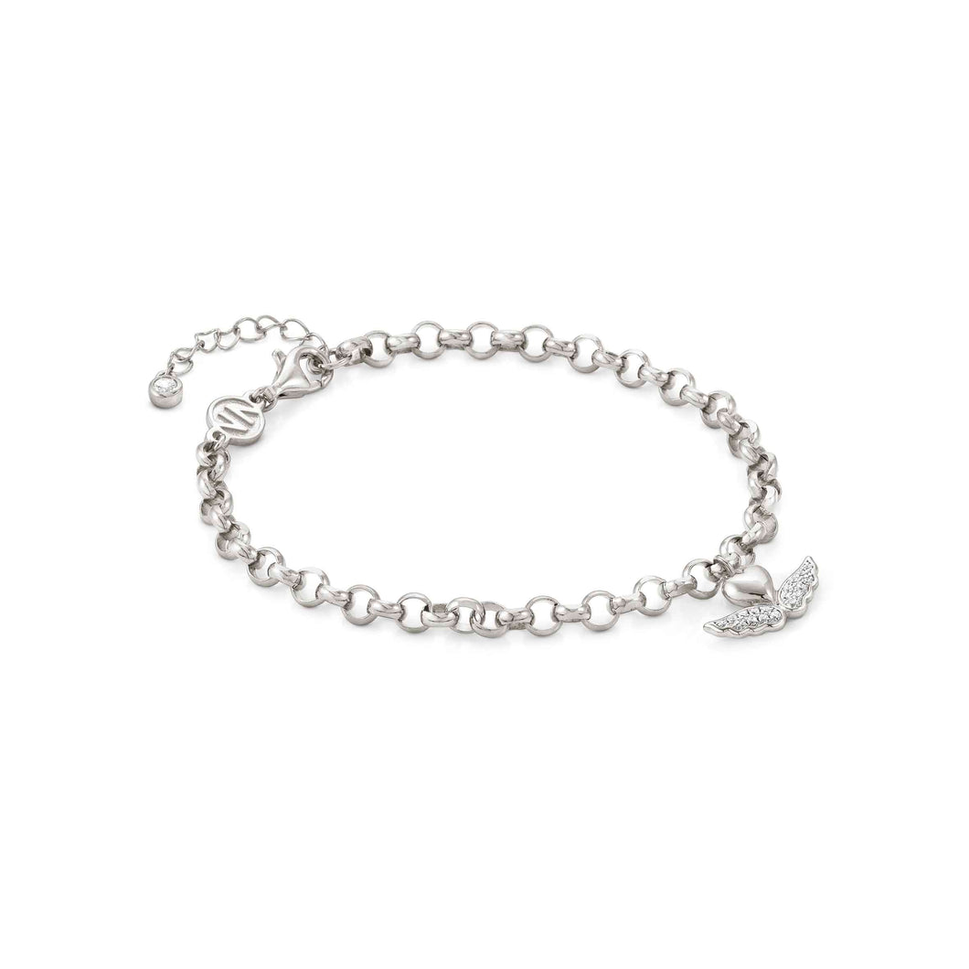 SWEETROCK ROMANCE BRACELET 148020/068 SILVER CHAIN, SILVER WINGED HEART & CZ