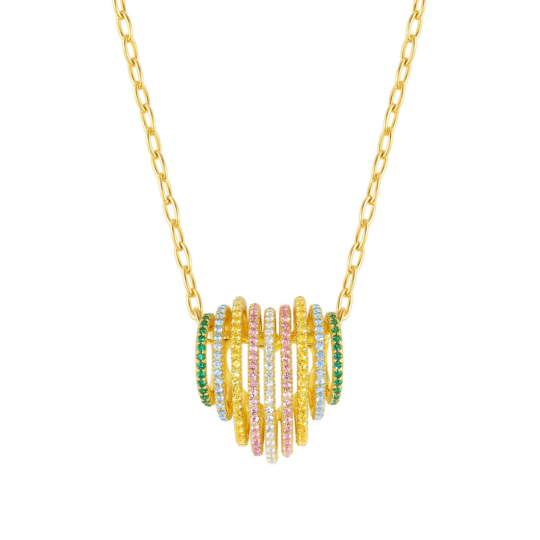 LOVELIGHT NECKLACE 149706/024 GOLD HEART WITH RAINBOW CZ