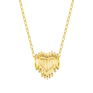 LOVELIGHT NECKLACE 149706/024 GOLD HEART WITH RAINBOW CZ