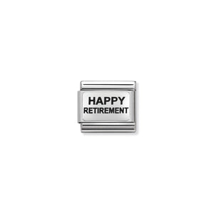 COMPOSABLE CLASSIC LINK 330109/03 HAPPY RETIREMENT IN SILVER AND ENAMEL