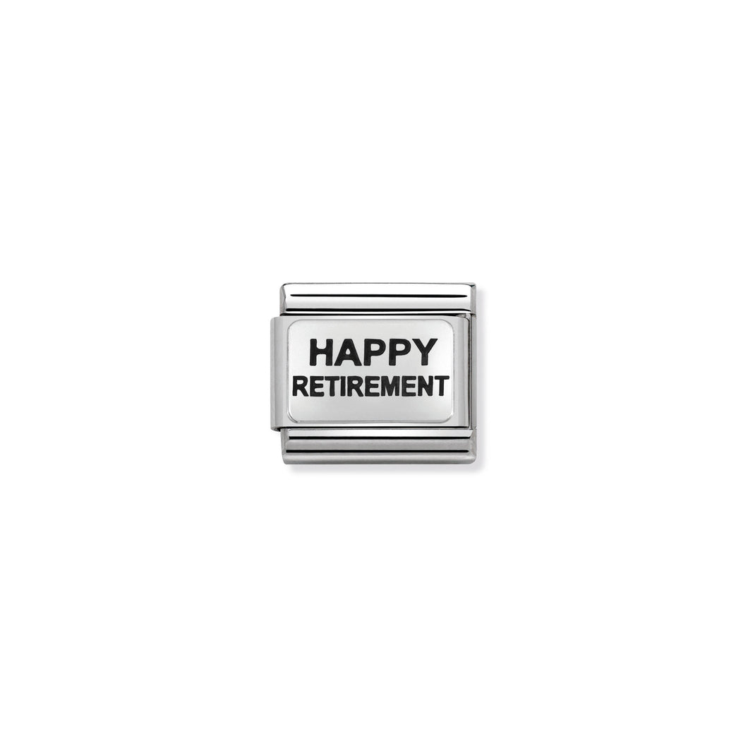 COMPOSABLE CLASSIC LINK 330109/03 HAPPY RETIREMENT IN SILVER AND ENAMEL