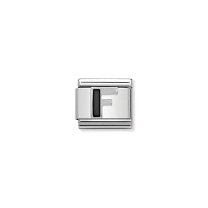 COMPOSABLE CLASSIC LINK 330201/06 BLACK LETTER F IN 925 SILVER