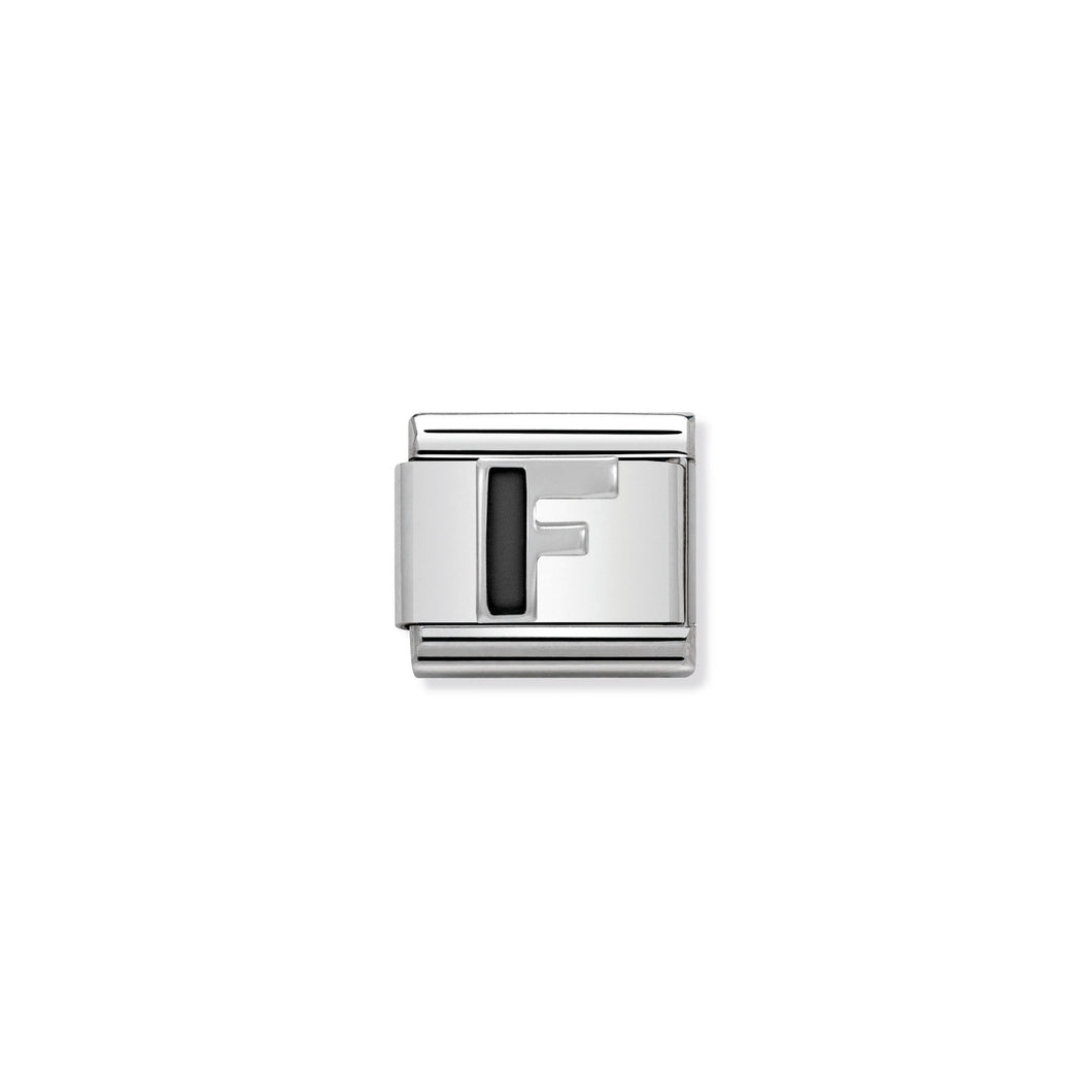 COMPOSABLE CLASSIC LINK 330201/06 BLACK LETTER F IN 925 SILVER