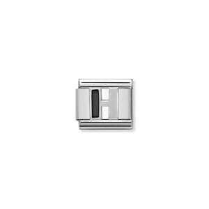 COMPOSABLE CLASSIC LINK 330201/08 BLACK LETTER H IN 925 SILVER