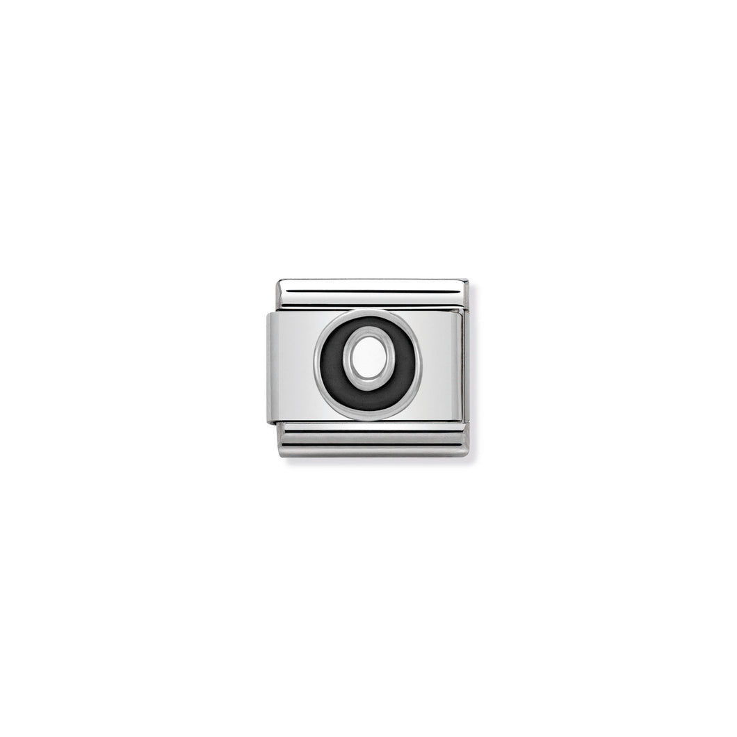COMPOSABLE CLASSIC LINK 330201/15 BLACK LETTER O IN 925 SILVER