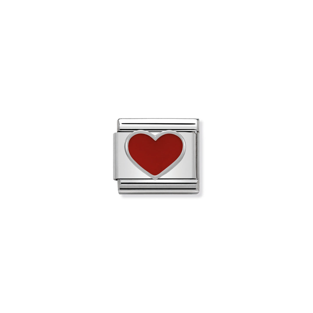 COMPOSABLE CLASSIC LINK 330202/17 RED HEART IN ENAMEL & 925 SILVER