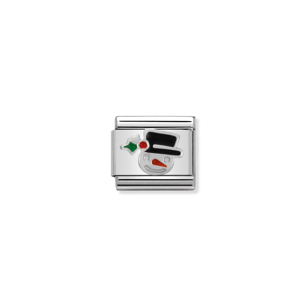 COMPOSABLE CLASSIC LINK 330204/11 SNOWMAN FACE IN ENAMEL & 925 SILVER