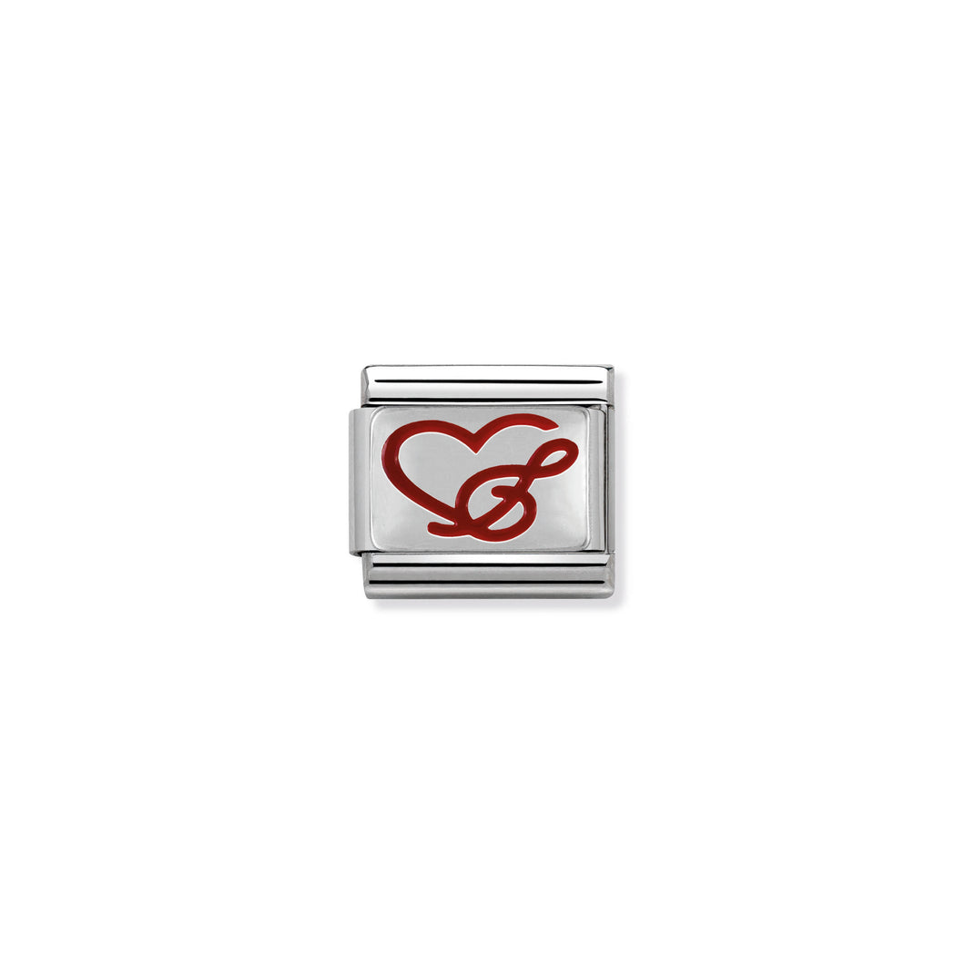 COMPOSABLE CLASSIC LINK 330206/03 TREBLE CLEF HEART IN ENAMEL & 925 SILVER