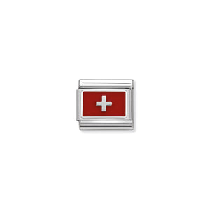 COMPOSABLE CLASSIC LINK 330207/17 SWITZERLAND IN ENAMEL & 925 SILVER